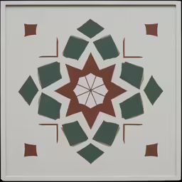 a white and red tile design with several smaller squares