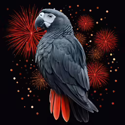 a black bird sitting on top of a red bird on a black background