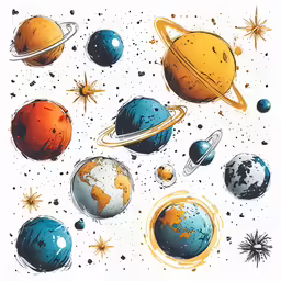 an image of a space scene with a drawing