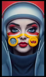 a girl with a large pair of eye glasses over her face