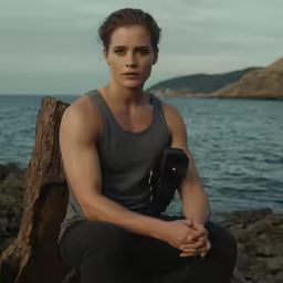 young man sitting on a rock by the ocean