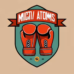 a picture of a pair of boxing gloves,a pair of red boxing gloves on top of a shield