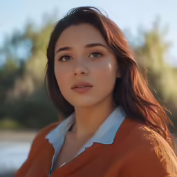 a young woman poses in the sunlight