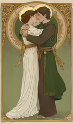 a couple hugging on the cover of an art nouveau magazine