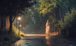 a lady that is walking down a street in the rain