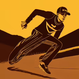 a man in a uniform that has a skateboard on it