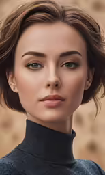 a woman with brown hair wearing a black top