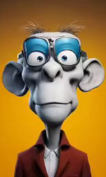 an animated photo of a man wearing glasses