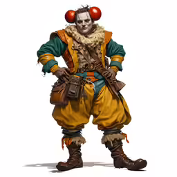 an old character in some weird costumes