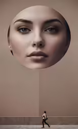 a poster depicting an image of a woman in a circle