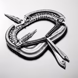 a group of scissors and wires connected together