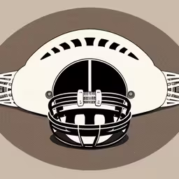 a helmet and football uniform with other sports emblems,an illustrated photo of a football helmet,a graphic showing the football helmet and helmet with an arch on it,a football helmet in black and white on a brown background,an illustration of a football helmet with an oval shape
