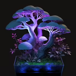 a tree that is on some moss in a vase