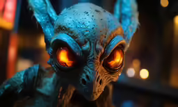 a alien like creature that has glowing eyes