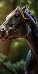 an extremely detailed photograph of a horse with gold hardware
