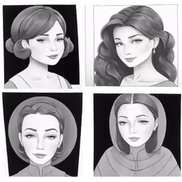 four pictures of some kind of women with different hair styles