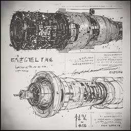 a drawing of a large engine