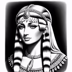a woman with long hair wearing an egyptian costume