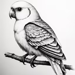 a drawing of a bird sitting on a branch