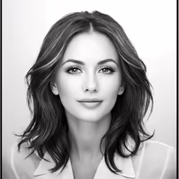 a woman posing for the camera wearing a white blouse