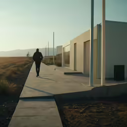 man walking down the road with no car going behind him