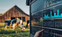 the screen displays data on a barn