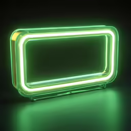 a neon light up mirror in a dark room