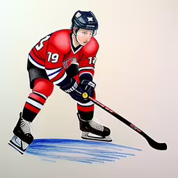 a drawing of a hockey player from the ussr