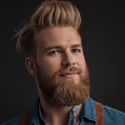 a close up of a man with a long beard