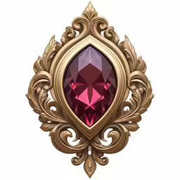 an intricate gold and red wall hanging on a white wall