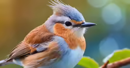 the bird is sitting on a branch and looking up