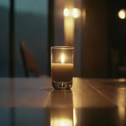 there is a candle sitting on the table
