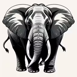 an elephant with the trunk curled up standing,an illustration of a big elephant
