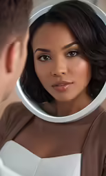 a man and woman are taking their pictures in the mirror