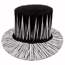 a large black round object with white needles sticking out of it