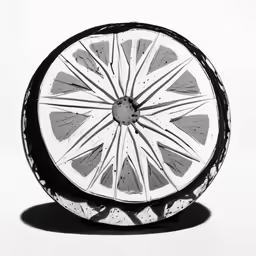 a circular white object with black and white paint