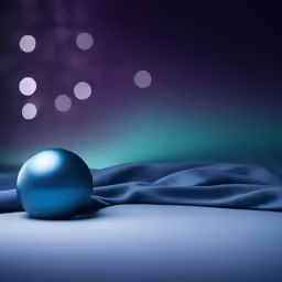 an odd colored sphere sitting on top of a bed