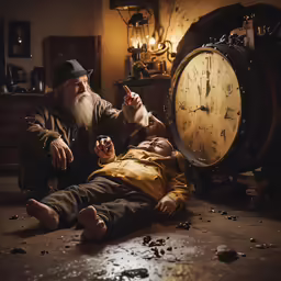 a person with a big beard laying on the ground
