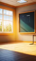 a computer monitor that is on a wooden desk