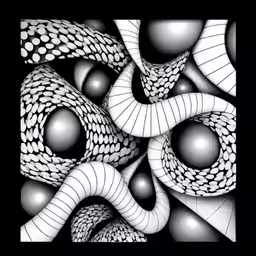 black and white photograph of an abstract ball