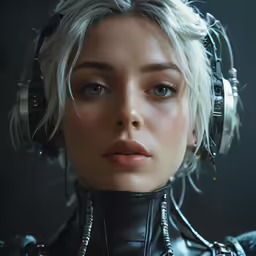 woman with blond hair and piercings wearing headphones