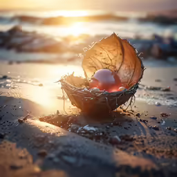 there is a metal wire basket on the beach