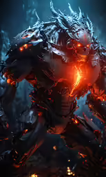 a picture of an evil creature in the midst of a fireball