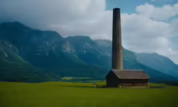 there is a lone church with a tower on top