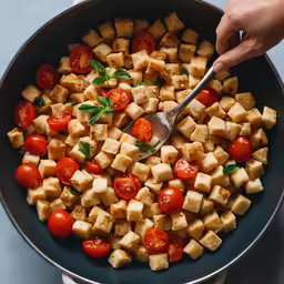 someone is adding some food to the pot