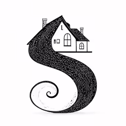 the letter s is made from waves and houses