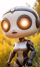 a robot doll stands in the sun light