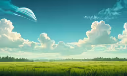 an empty field with a large white cloud in the sky