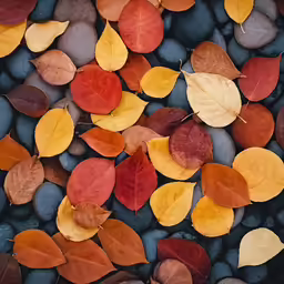 some rocks and leaf by a bunch of leaves