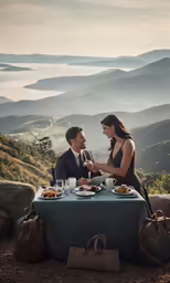 an image of a couple having a meal at a mountain top